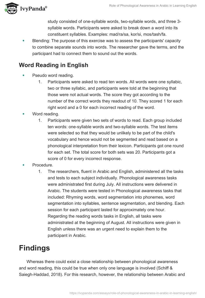 Role of Phonological Awareness in Arabic in Learning English. Page 5