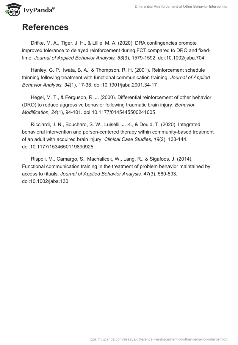 Differential Reinforcement of Other Behavior Intervention. Page 4