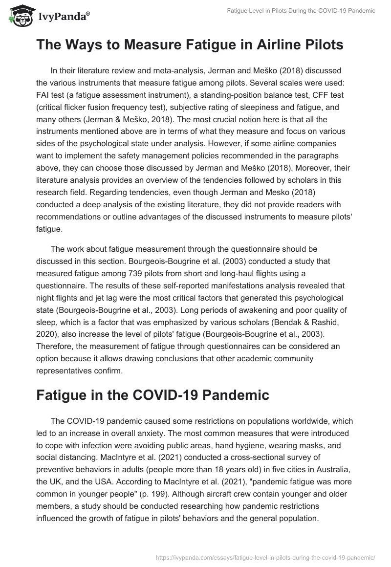 Fatigue Level in Pilots During the COVID-19 Pandemic. Page 3