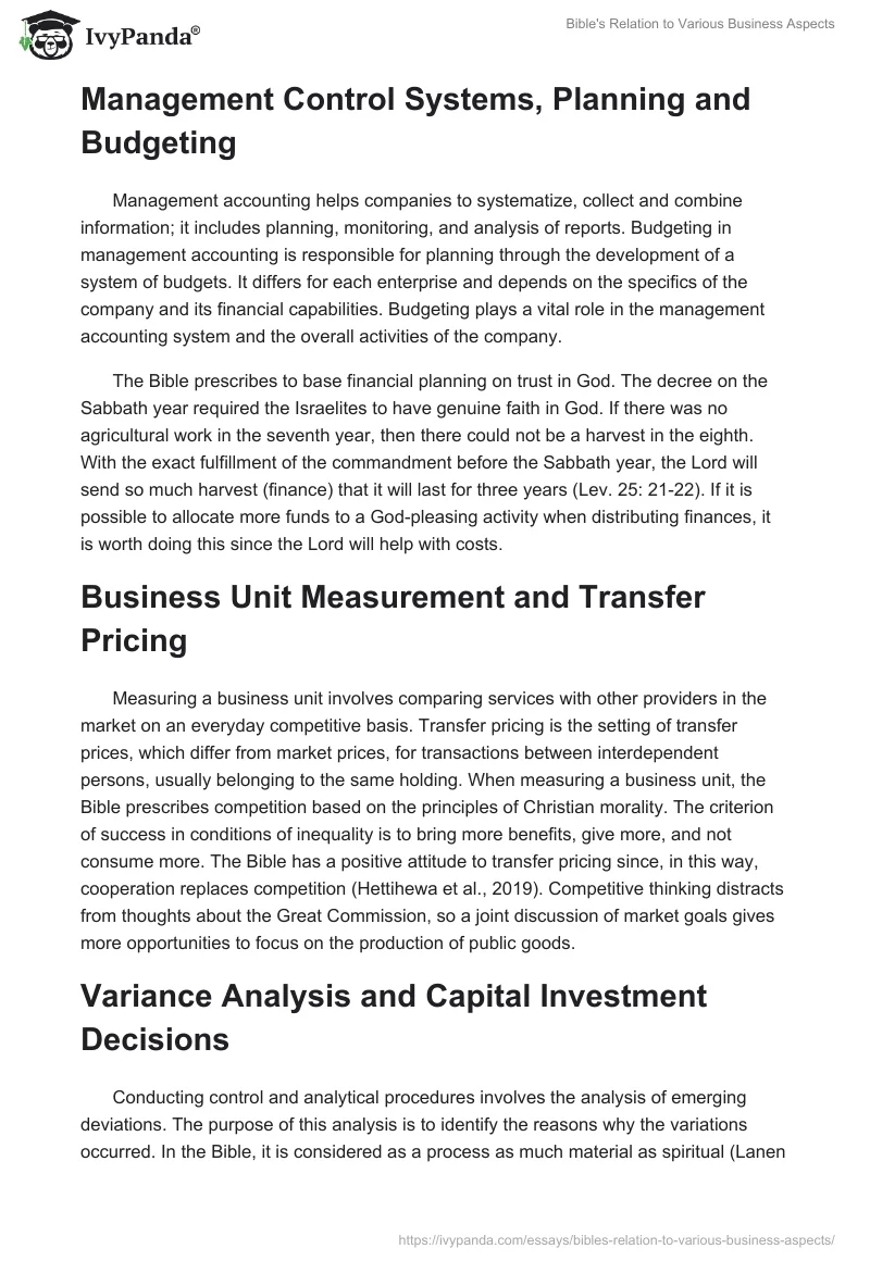 Bible's Relation to Various Business Aspects. Page 3