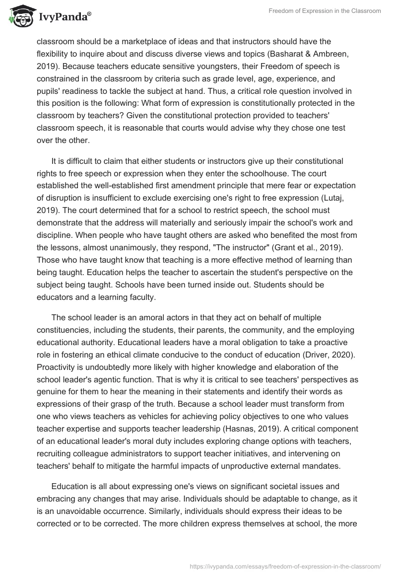 Freedom of Expression in the Classroom. Page 2