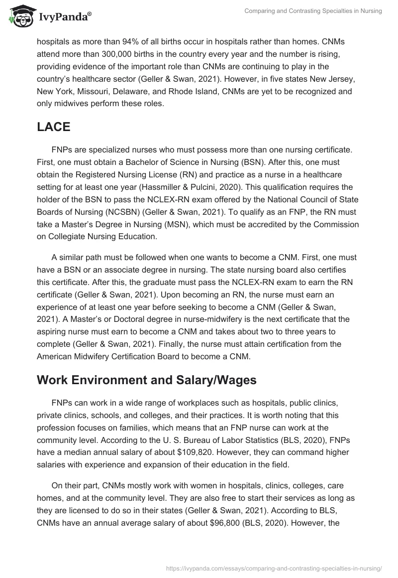 Comparing and Contrasting Specialties in Nursing. Page 3