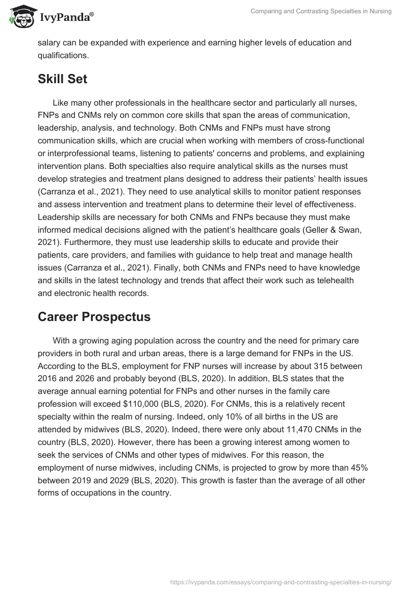 Comparing and Contrasting Specialties in Nursing. Page 4