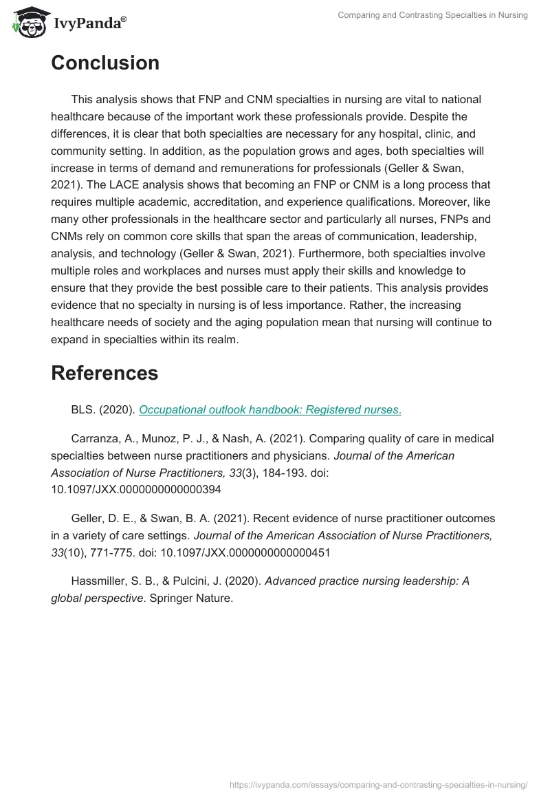 Comparing and Contrasting Specialties in Nursing. Page 5