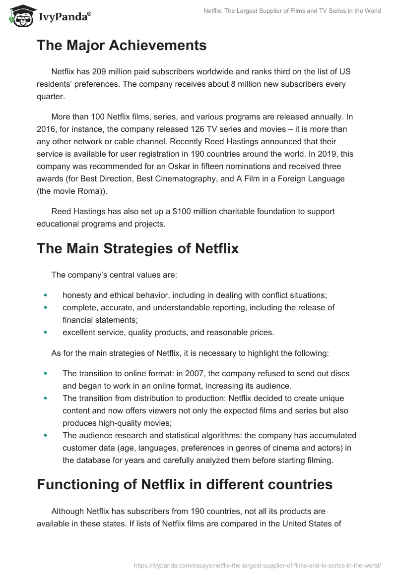 Netflix: The Largest Supplier of Films and TV Series in the World. Page 2