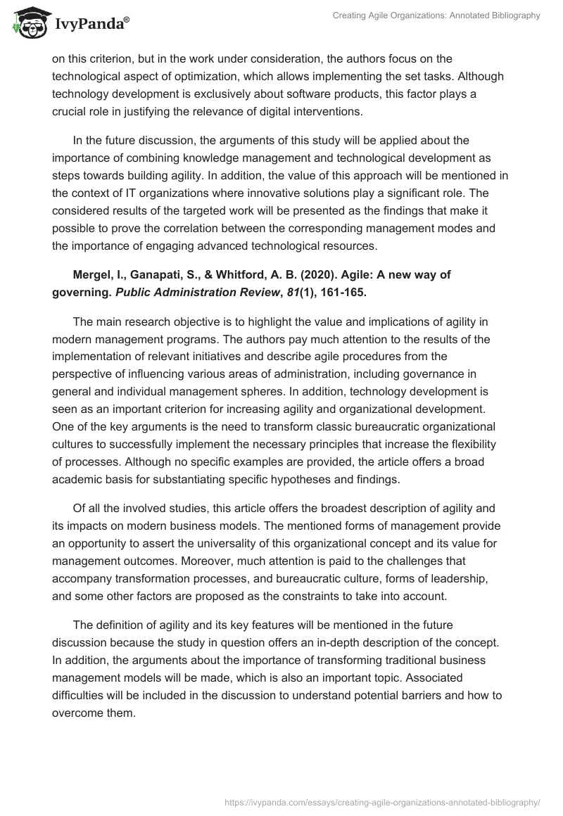 Creating Agile Organizations: Annotated Bibliography. Page 3