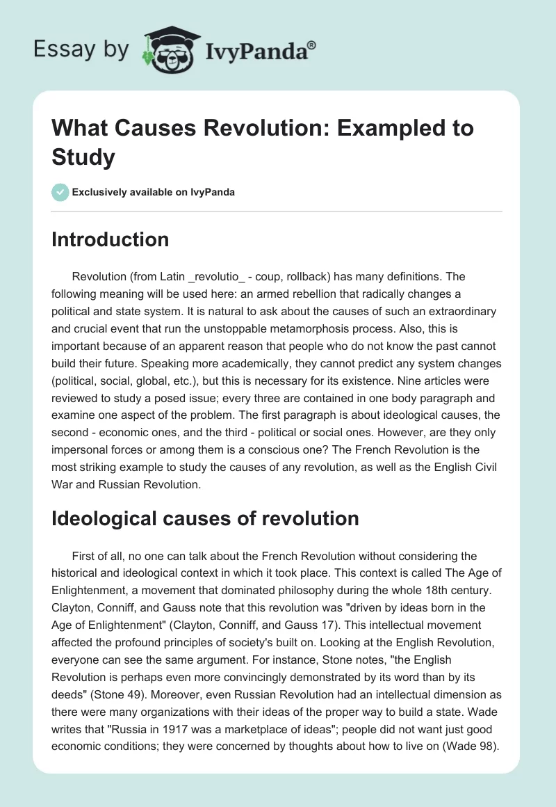 What Causes Revolution: Exampled to Study. Page 1