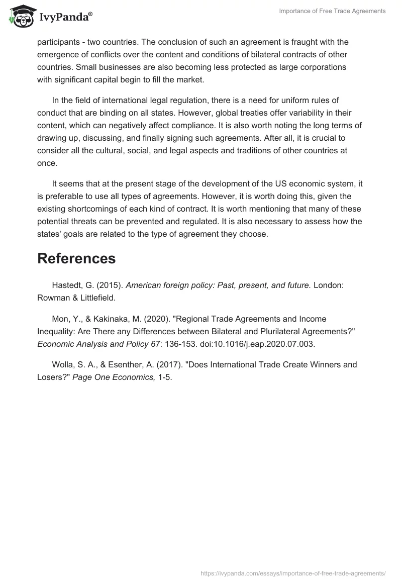 Importance of Free Trade Agreements. Page 2