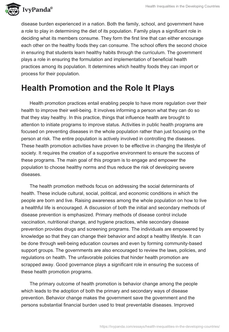 Health Inequalities in the Developing Countries. Page 3