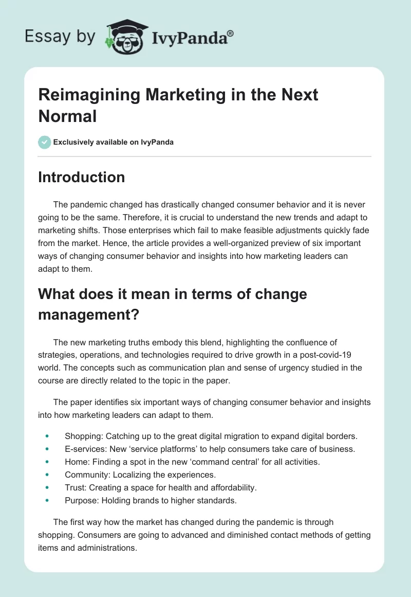 Reimagining Marketing in the Next Normal. Page 1