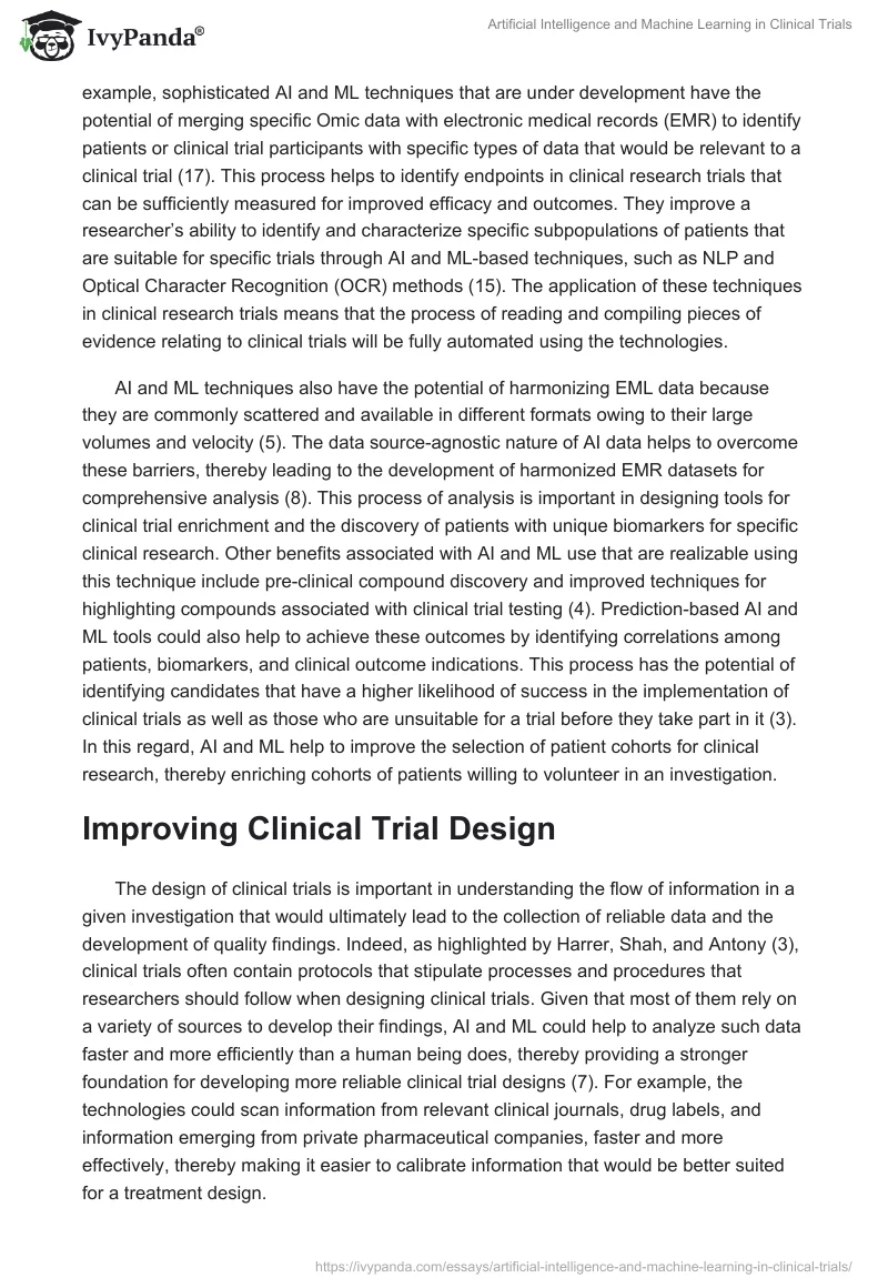Artificial Intelligence and Machine Learning in Clinical Trials. Page 5