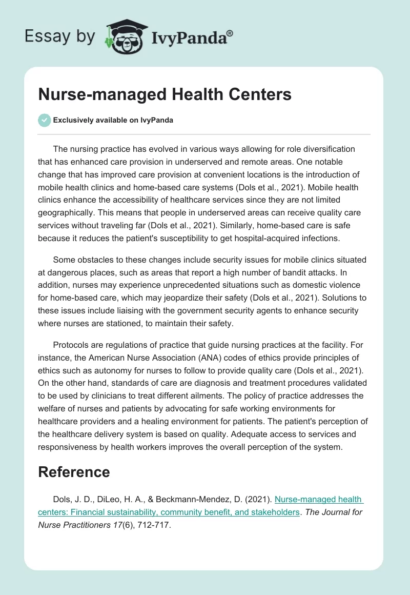 Nurse-managed Health Centers. Page 1