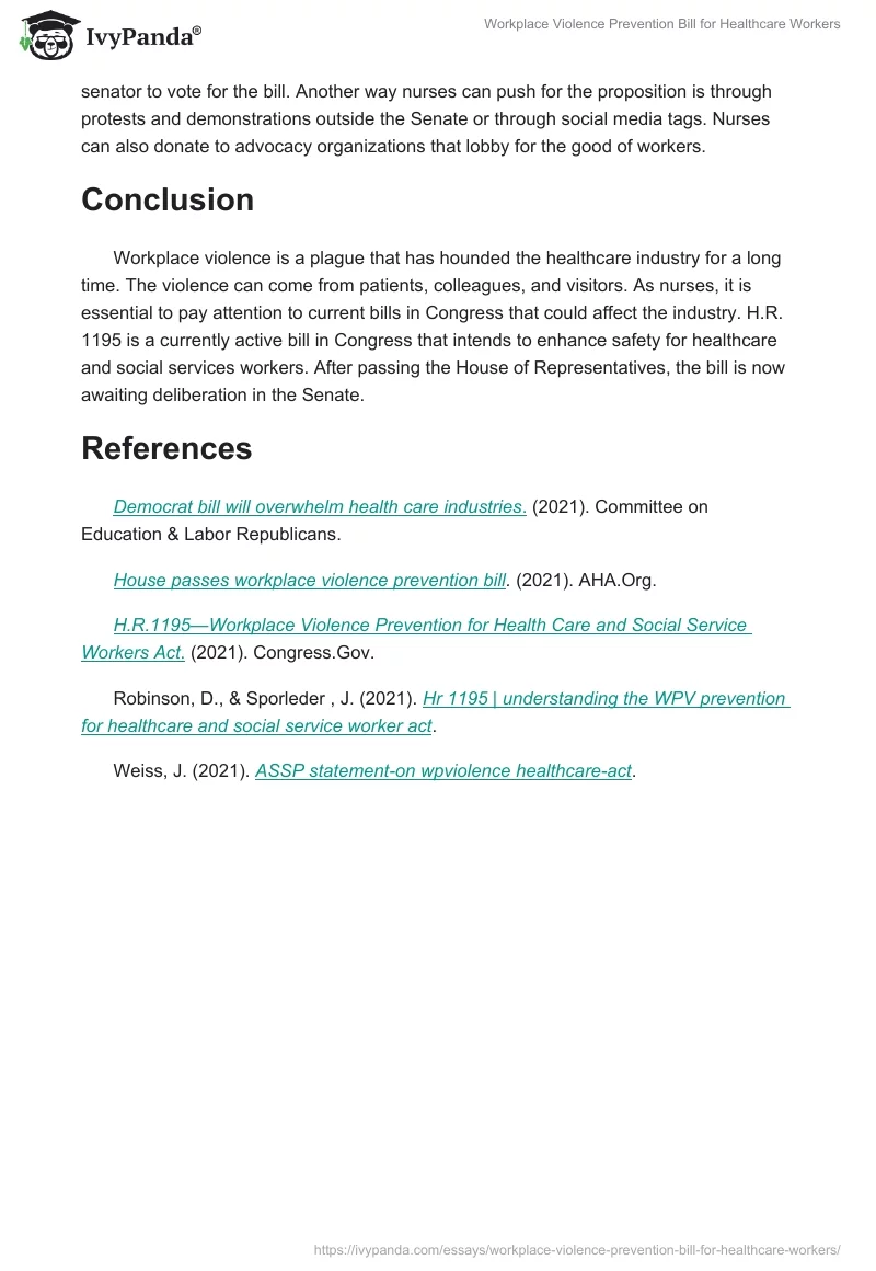 Workplace Violence Prevention Bill for Healthcare Workers. Page 4