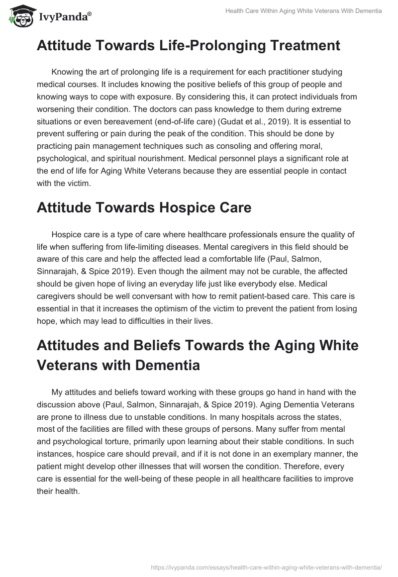 Health Care Within Aging White Veterans With Dementia. Page 3