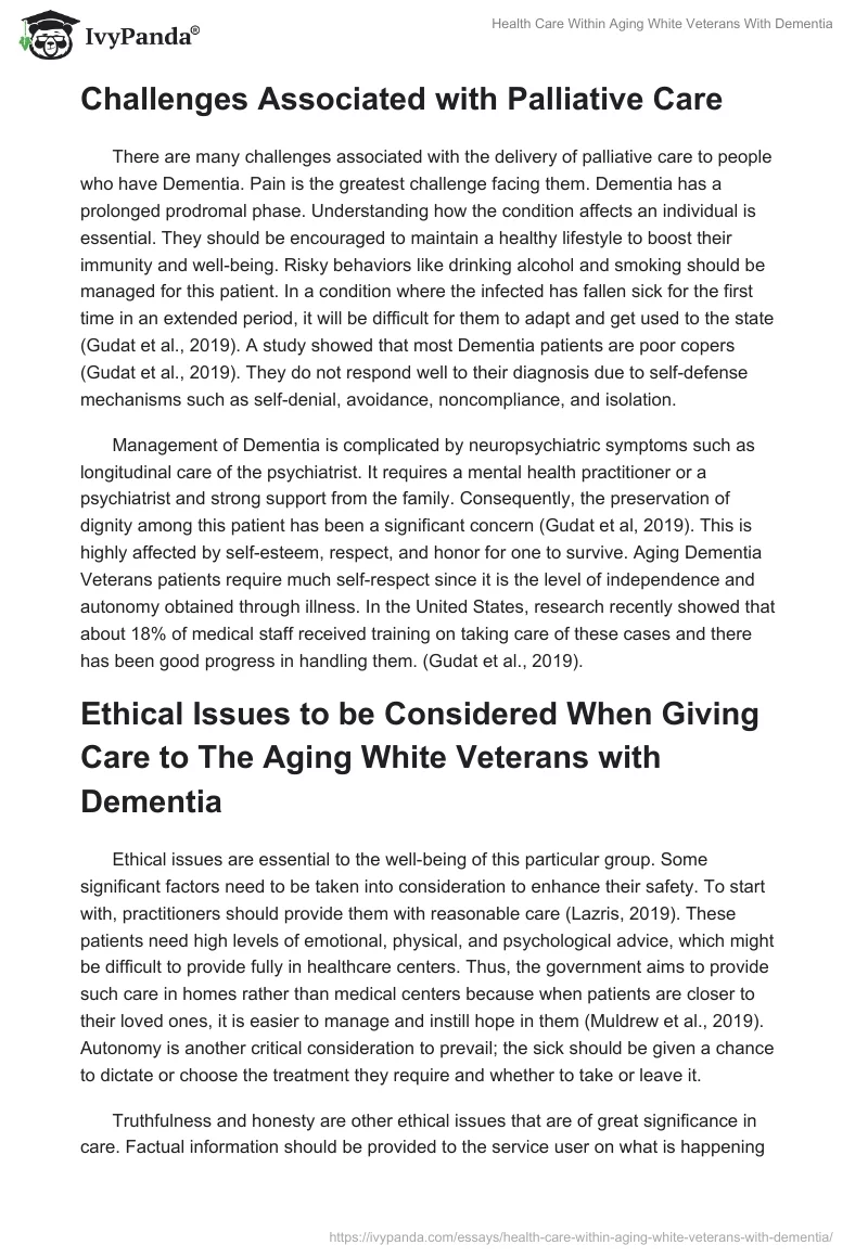 Health Care Within Aging White Veterans With Dementia. Page 4