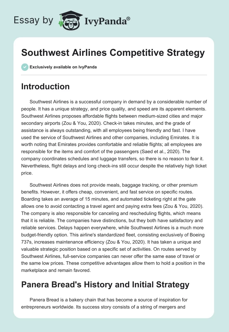 Southwest Airlines Competitive Strategy. Page 1