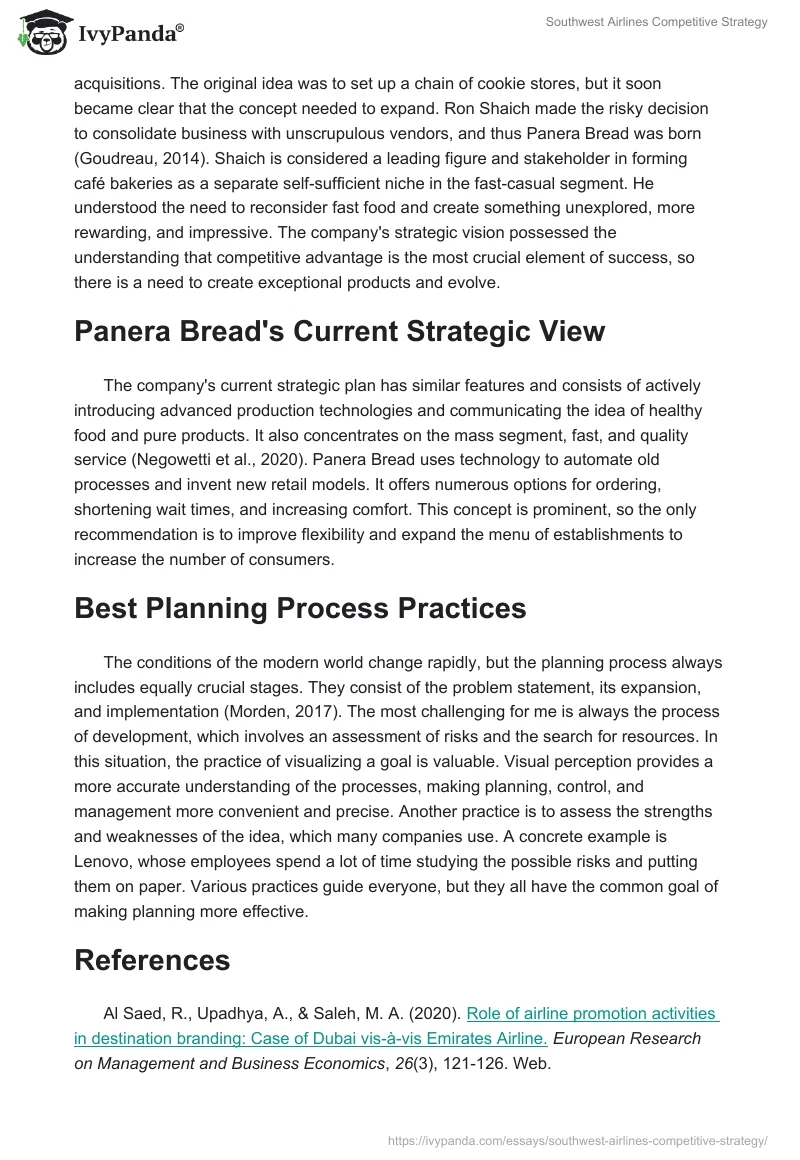 Southwest Airlines Competitive Strategy. Page 2