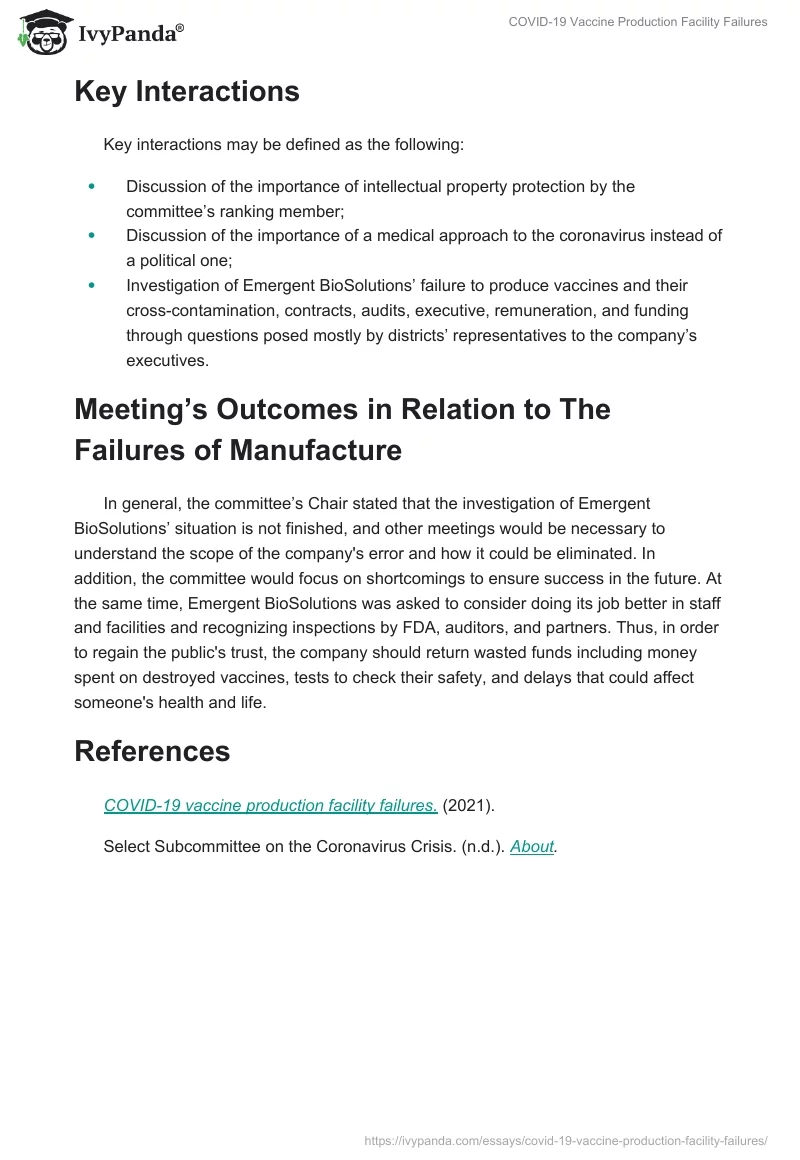 COVID-19 Vaccine Production Facility Failures. Page 3