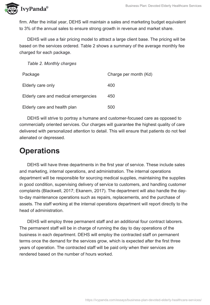 Business Plan: Devoted Elderly Healthcare Services. Page 5