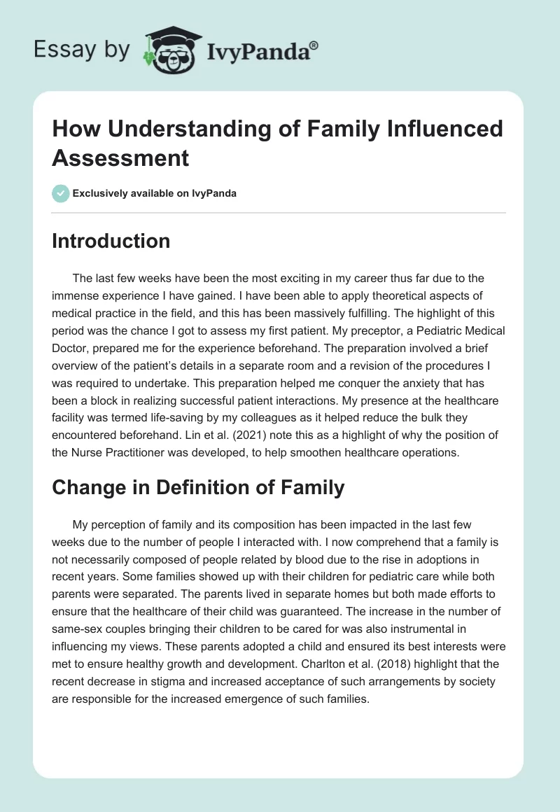 How Understanding of Family Influenced Assessment. Page 1