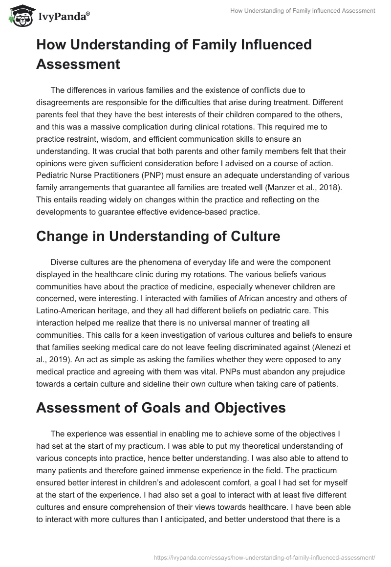 How Understanding of Family Influenced Assessment. Page 2