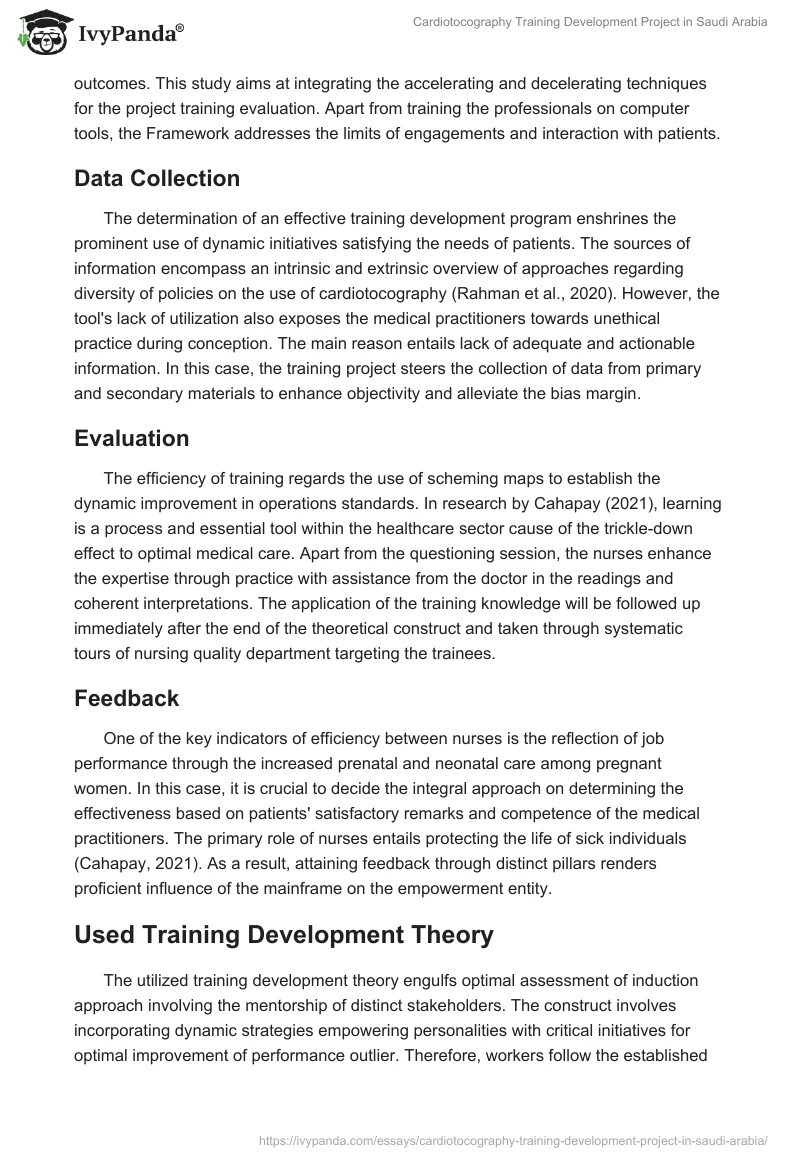 Cardiotocography Training Development Project in Saudi Arabia. Page 5