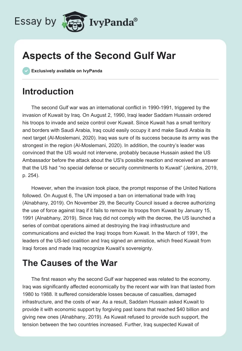 Aspects of the Second Gulf War. Page 1