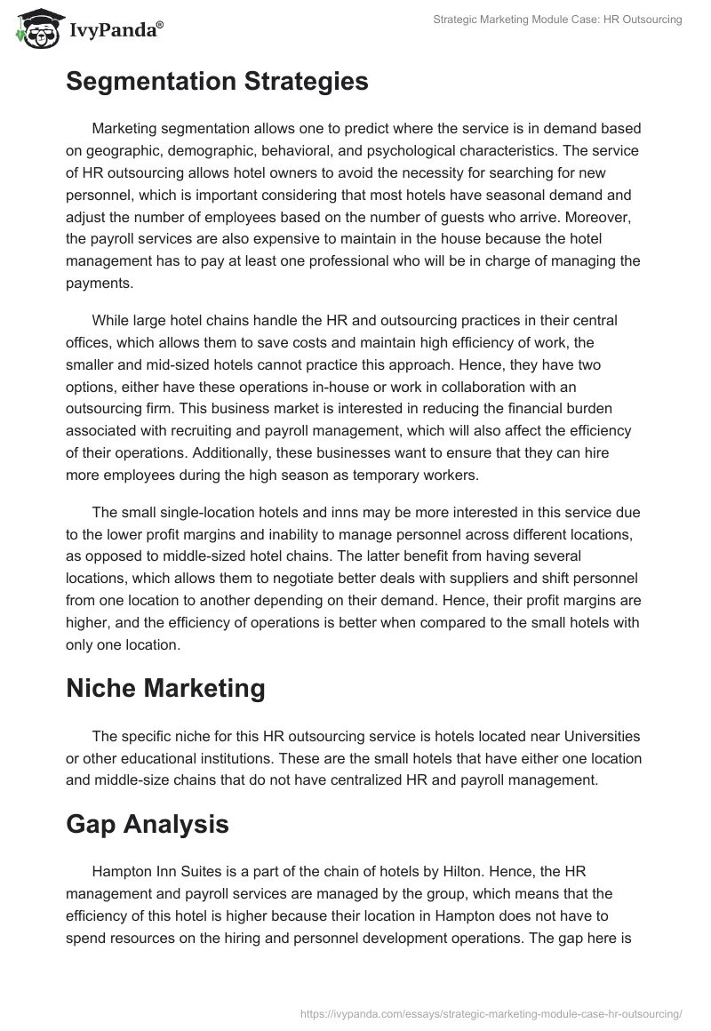Strategic Marketing Module Case: HR Outsourcing. Page 2