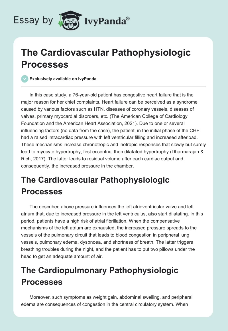 The Cardiovascular Pathophysiologic Processes. Page 1