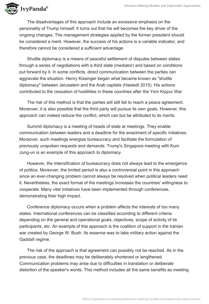 Decision-Making Models and Diplomatic Approaches. Page 3