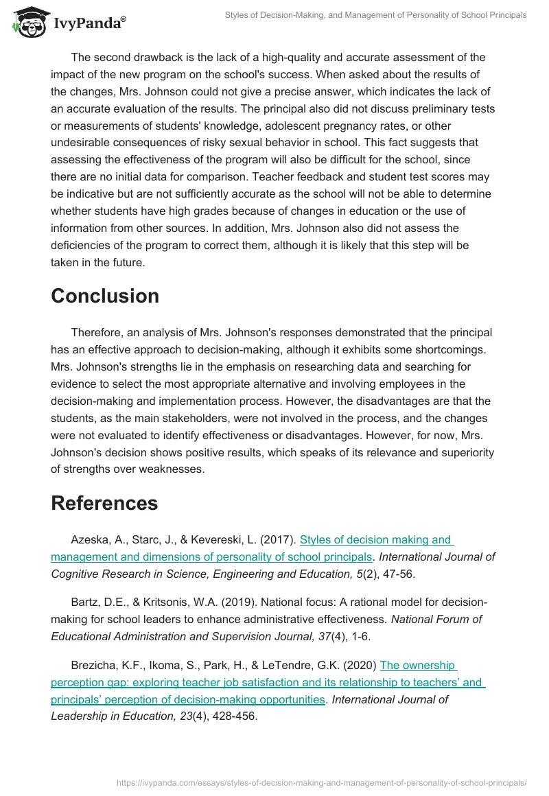Styles of Decision-Making, and Management of Personality of School Principals. Page 4