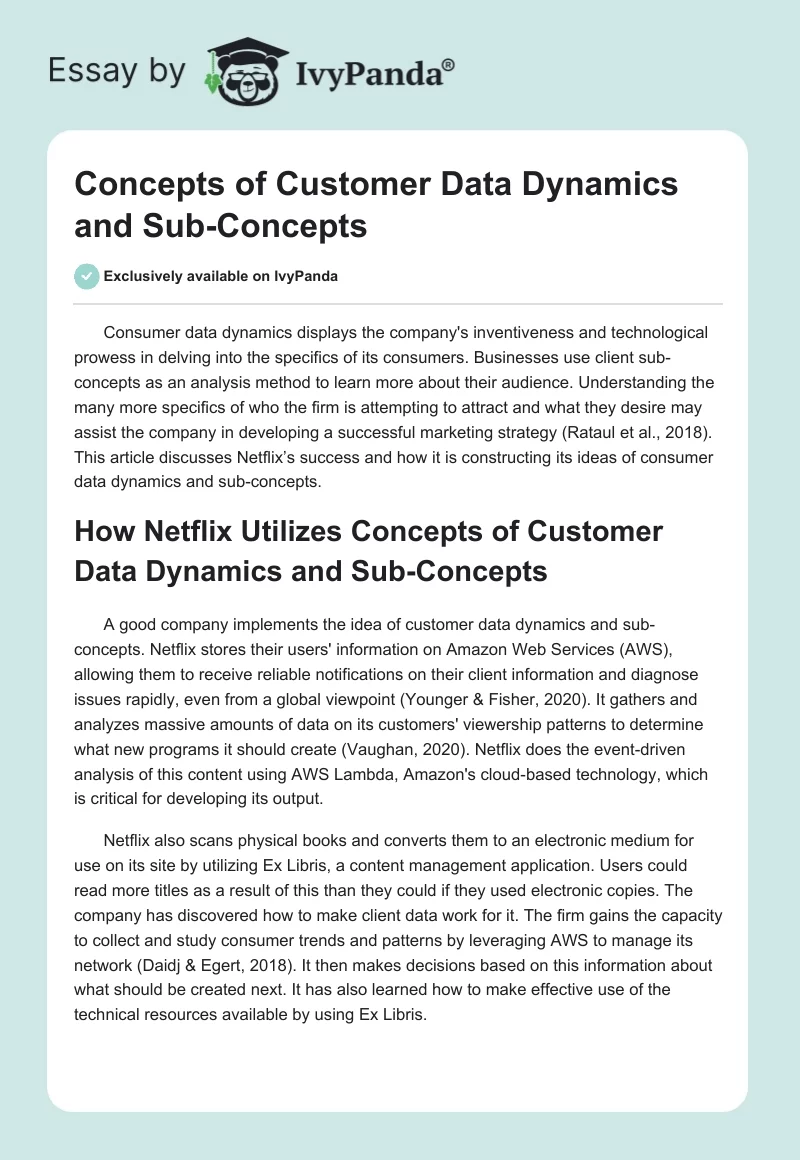 Concepts of Customer Data Dynamics and Sub-Concepts. Page 1