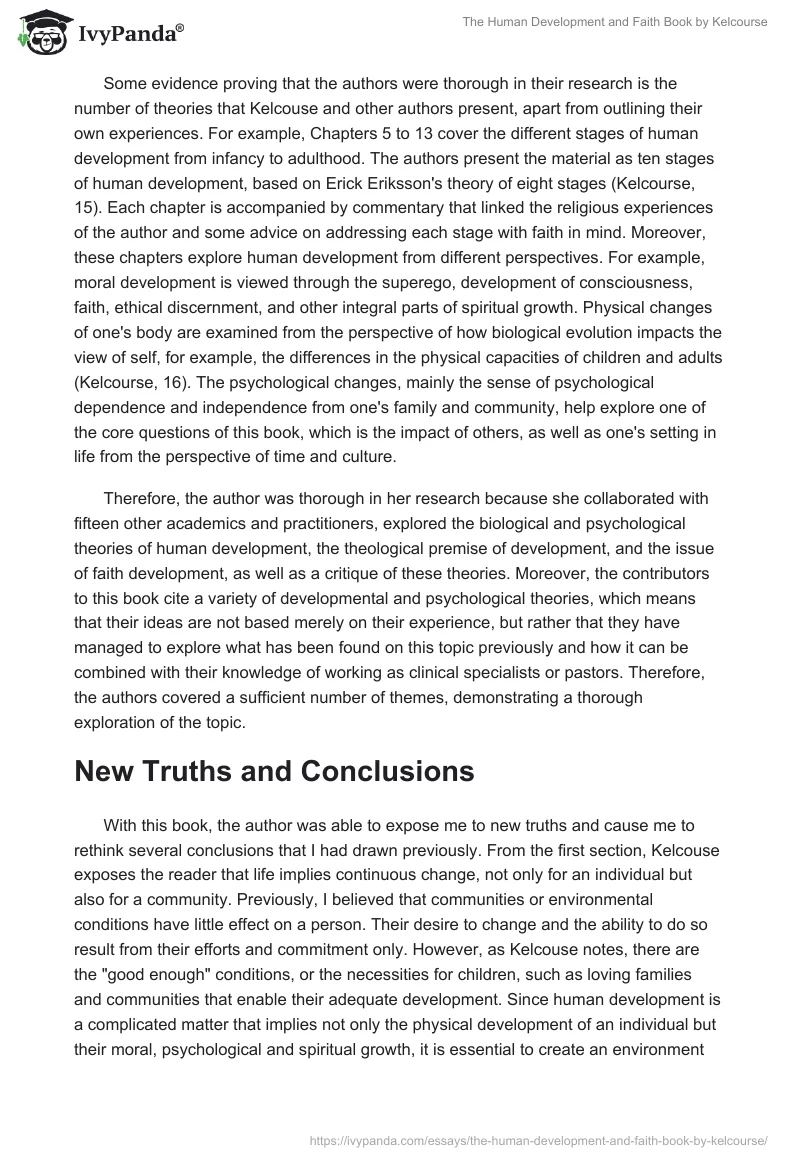 The "Human Development and Faith" Book by Kelcourse. Page 4