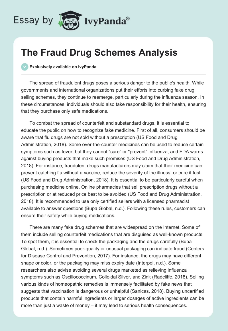 The Fraud Drug Schemes Analysis. Page 1