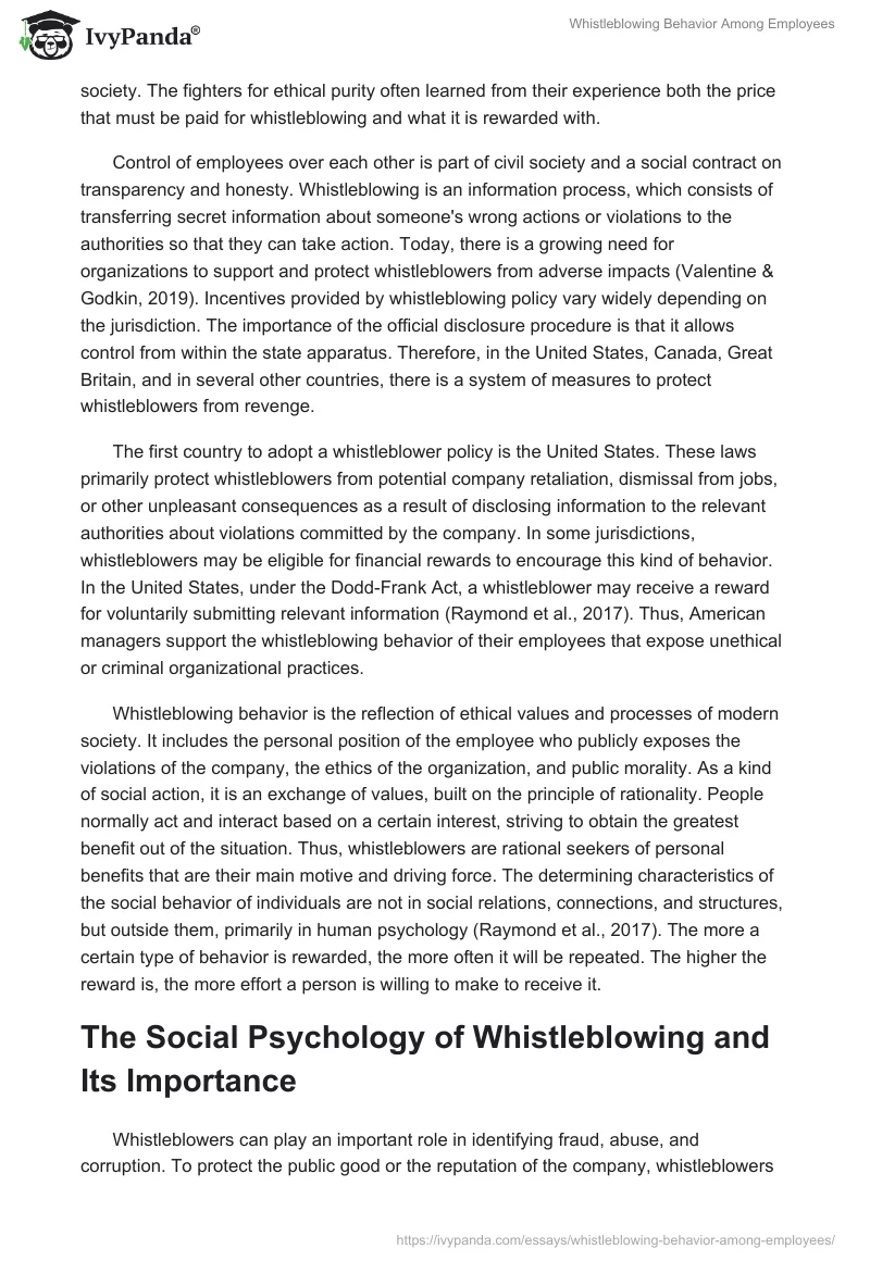 Whistleblowing Behavior Among Employees. Page 2