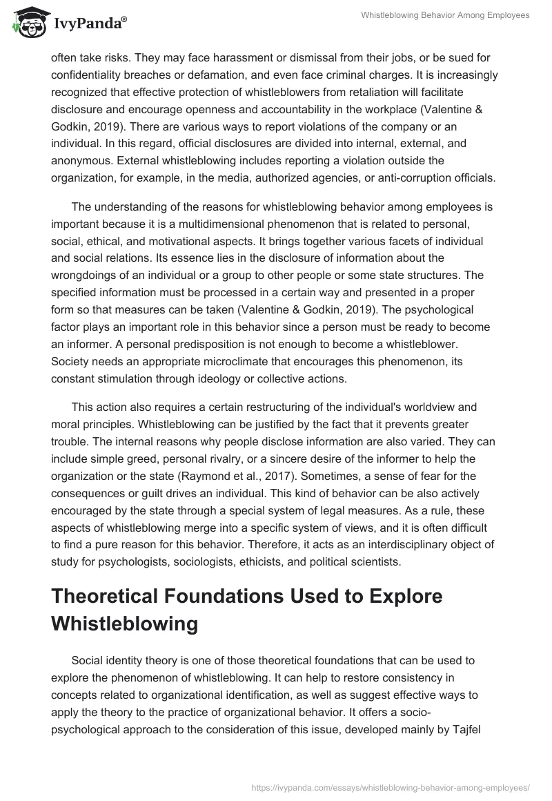 Whistleblowing Behavior Among Employees. Page 3