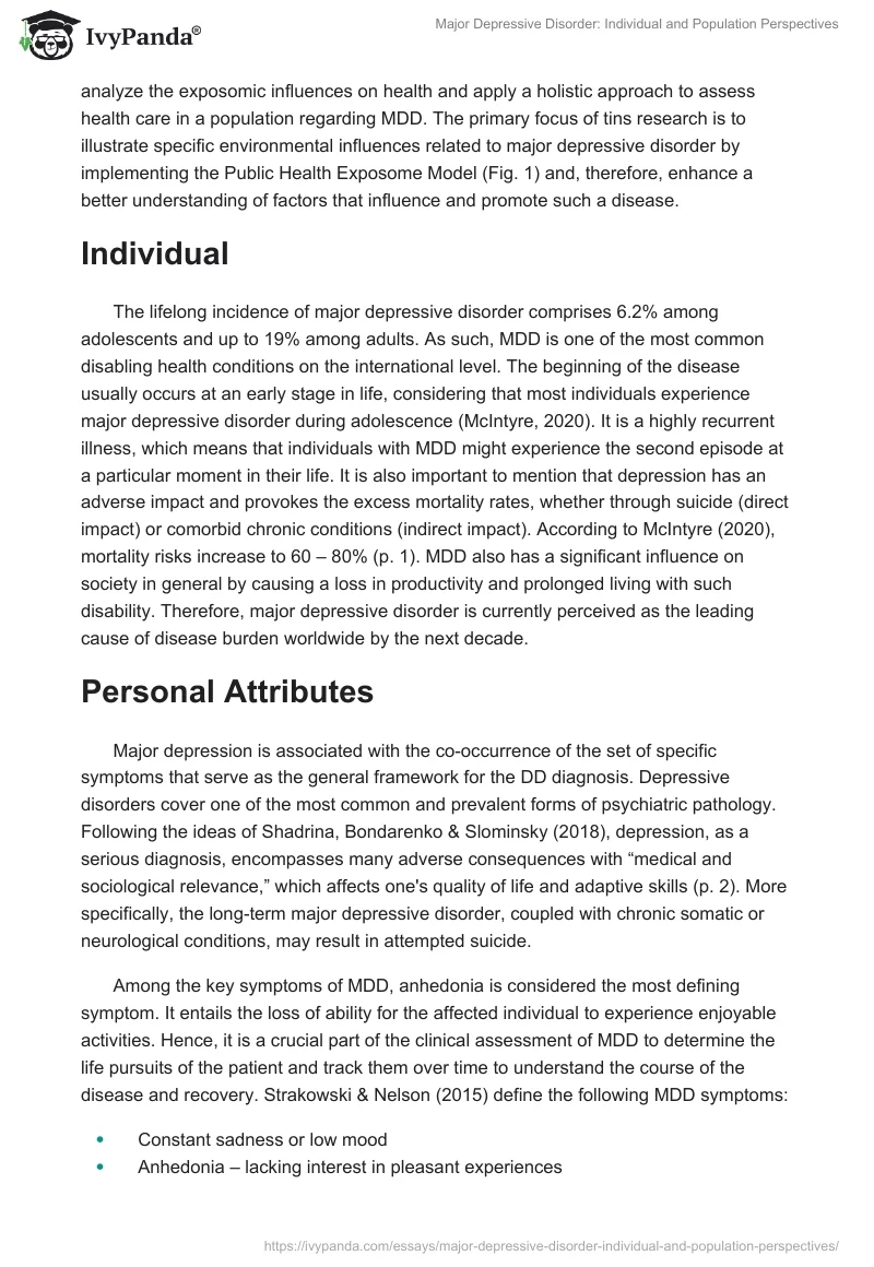 Major Depressive Disorder: Individual and Population Perspectives. Page 3