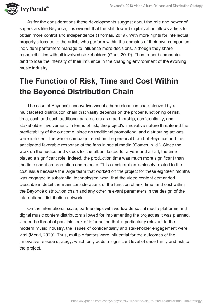 Beyoncé's 2013 Video Album Release and Distribution Strategy. Page 4