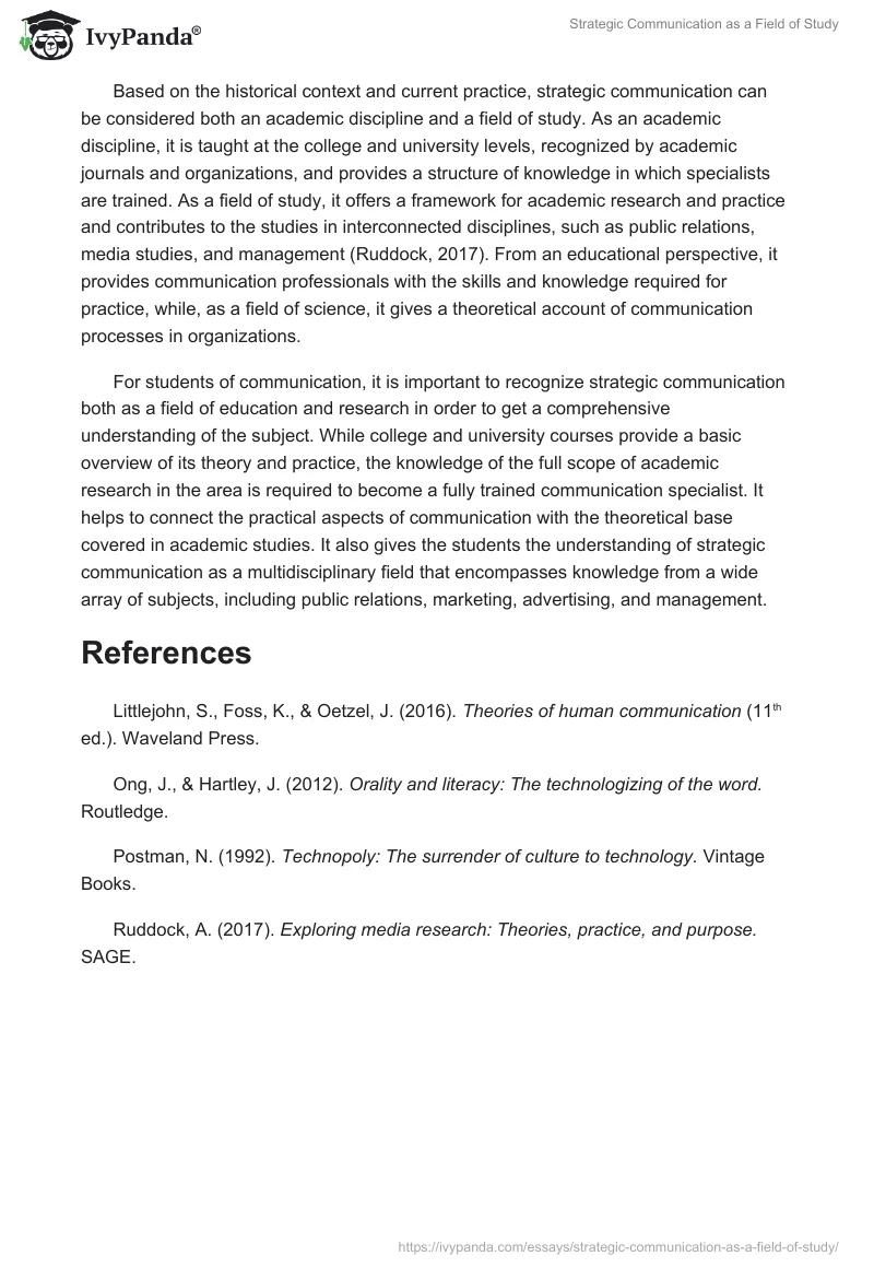 Strategic Communication as a Field of Study. Page 2
