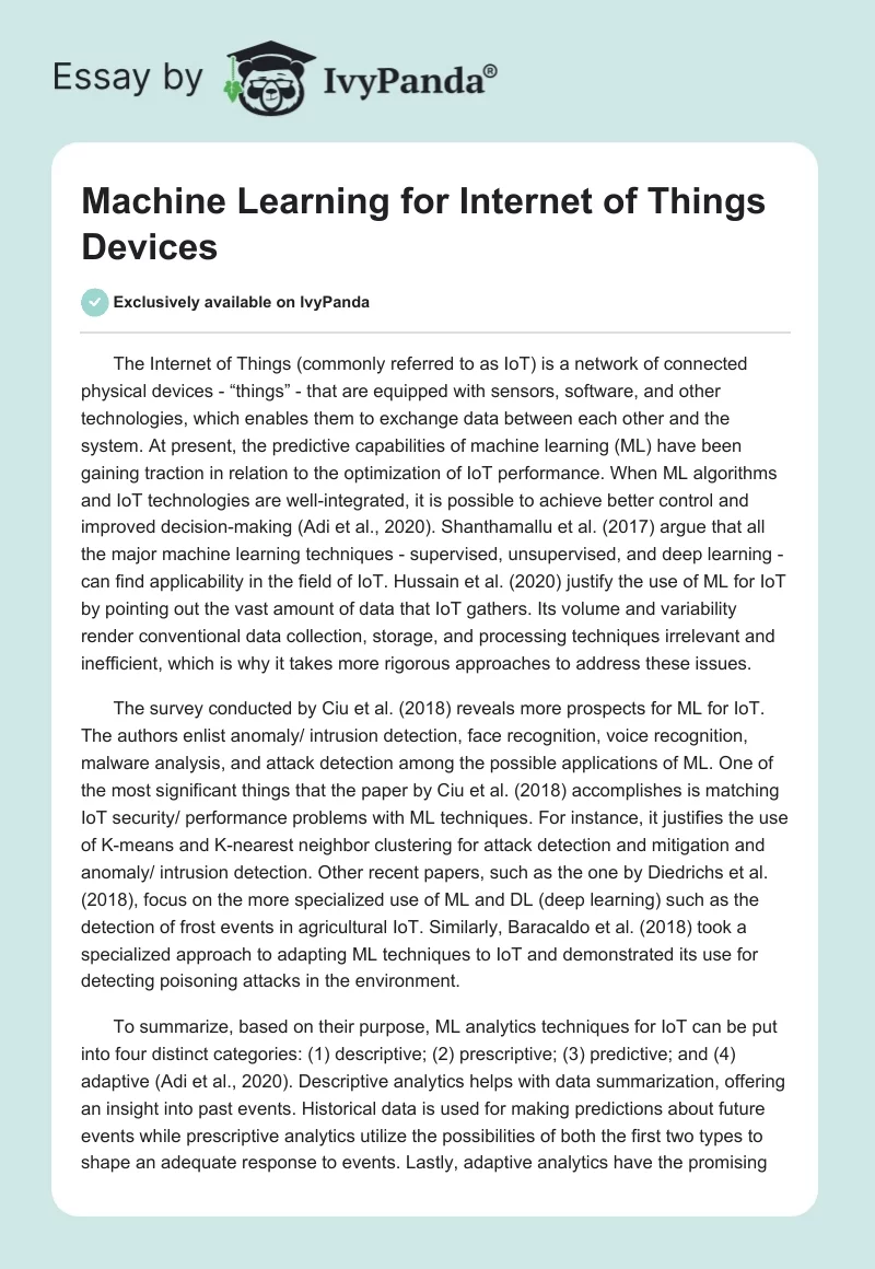 Machine Learning for Internet of Things Devices. Page 1