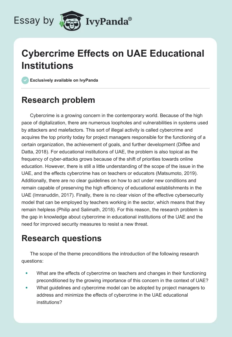Cybercrime Effects on UAE Educational Institutions. Page 1