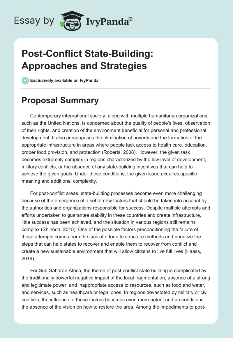 Post-Conflict State-Building: Approaches and Strategies. Page 1