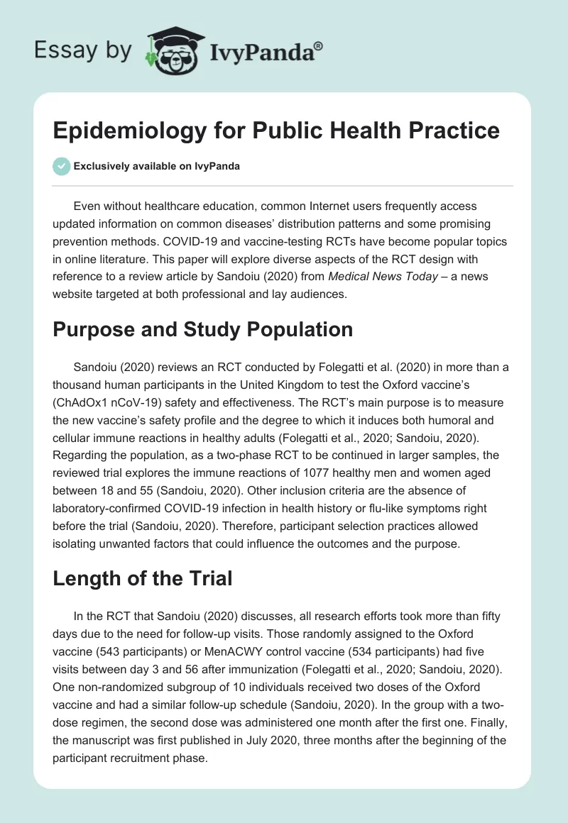 Epidemiology for Public Health Practice. Page 1