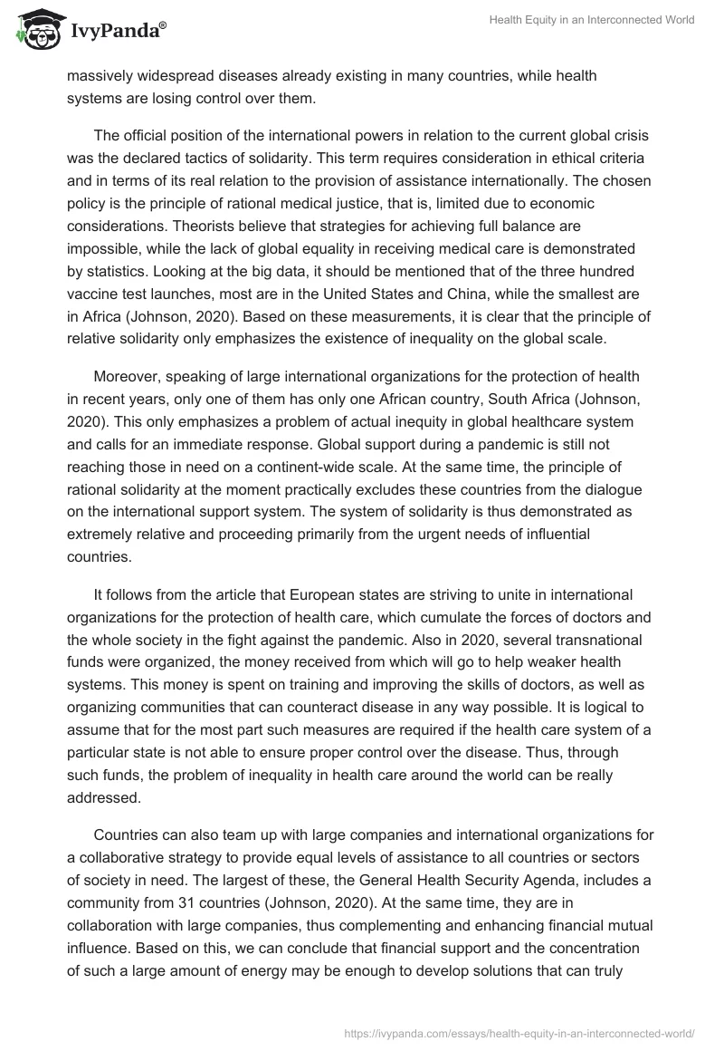 Health Equity in an Interconnected World. Page 2