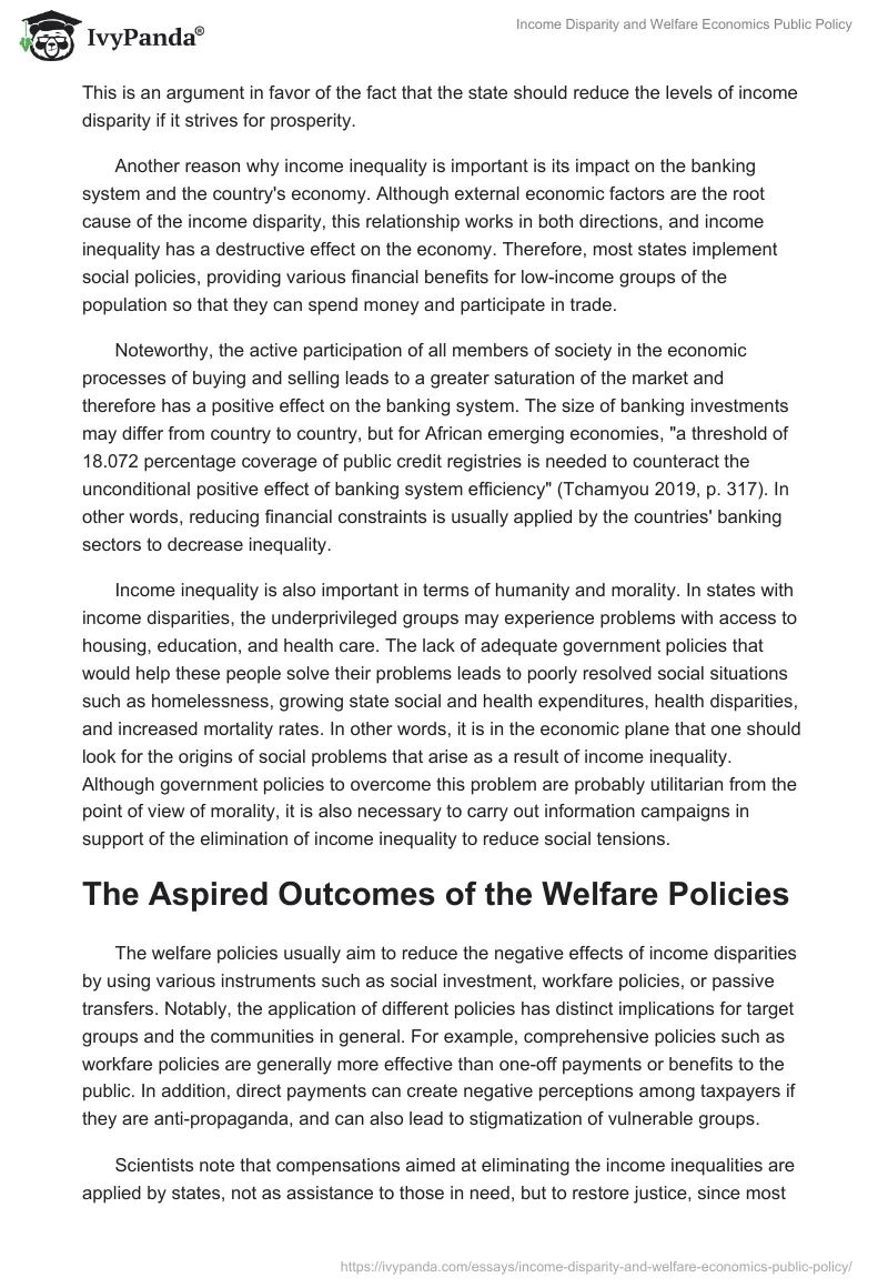 Income Disparity and Welfare Economics Public Policy. Page 2