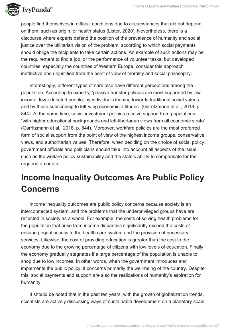 Income Disparity and Welfare Economics Public Policy. Page 3