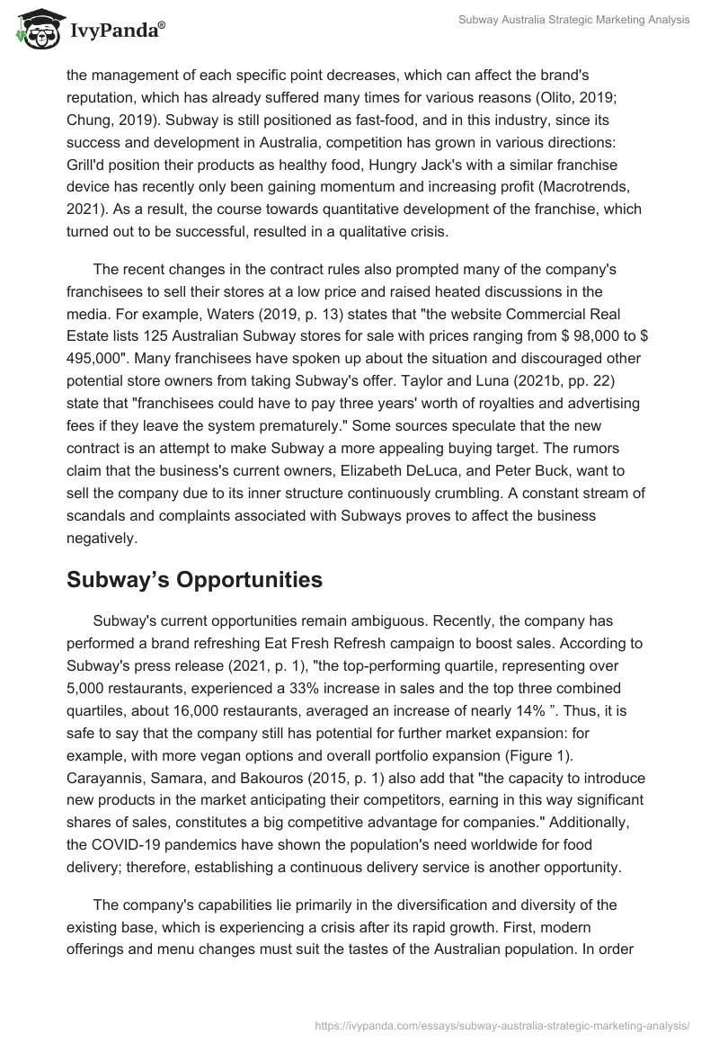 Subway Australia Strategic Marketing Analysis. Page 4