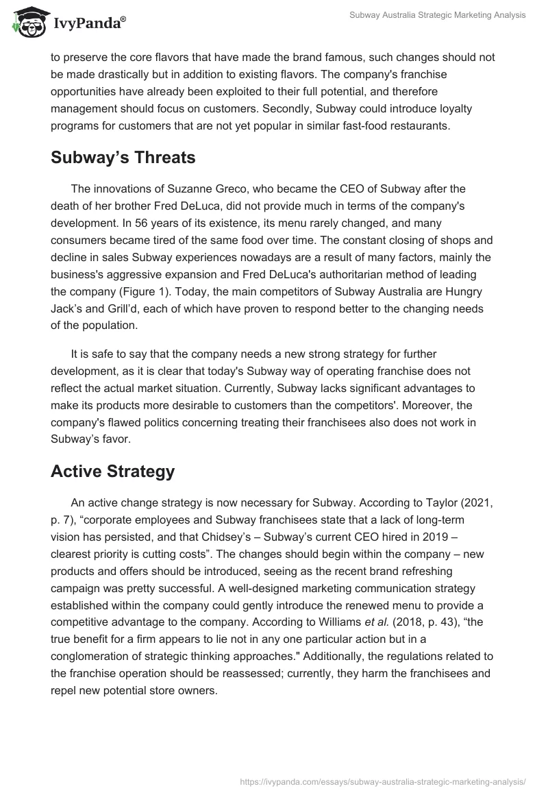 Subway Australia Strategic Marketing Analysis. Page 5