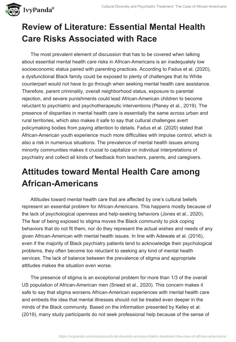 Cultural Diversity and Psychiatric Treatment: The Case of African-Americans. Page 2