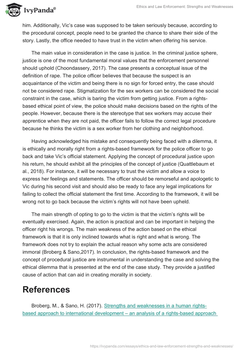 Ethics and Law Enforcement: Strengths and Weaknesses. Page 2